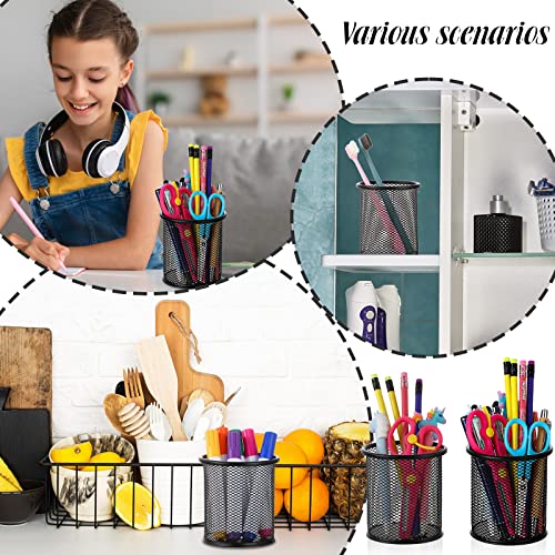 Fuutreo 48 Pcs Pen Holder Mesh Bulk, Metal Pencil Holder For Desk Mesh Round Pencil Cup Holder Marker Holder Makeup Brush Cup, Pen And Pencil Organizer For Home, Classroom And Office, Black #TOP6