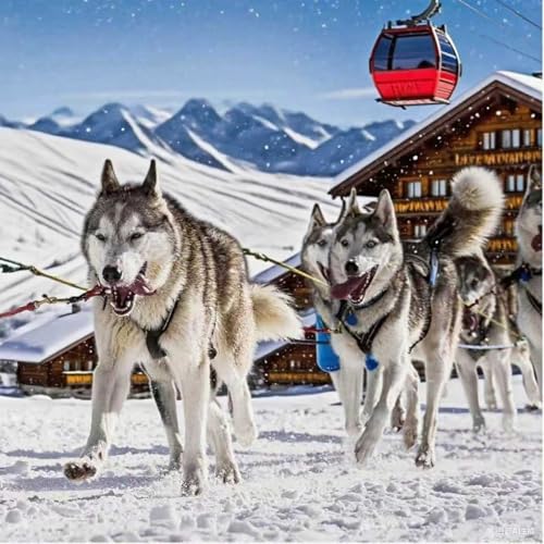 SOYUZERISH Schlittenhundegeschirr Hundeschlittengeschirr Haustiergewicht Ziehen Schlittengeschirr Mushing X-Back Geschirr for große Hunde Husky Canicross Skijöring Scootering (Blau, L)