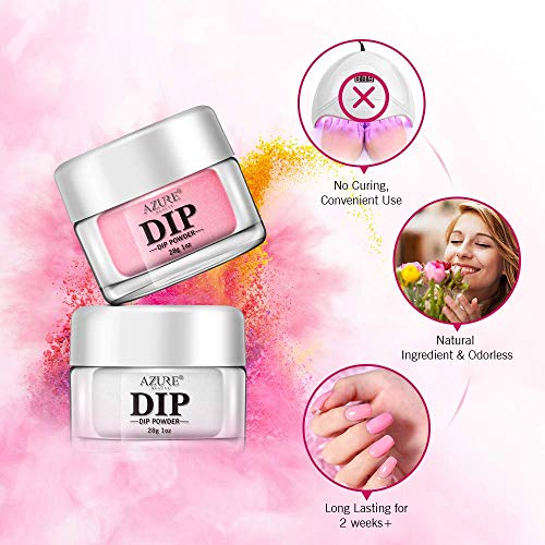 Nail Dipping Powder Starter Kit 4 Pink Glitter Colors(1oz.),French Dip Acrylic Nails Powders System(Comes with Bond,Base,Activator,Top,Brush Saver,4 Powder Jars + Some Manicure Tools)