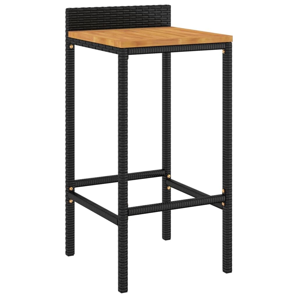 vidaXL Mesa Bar y taburetes jardín 5 pzas Madera Acacia ratán PE Negro