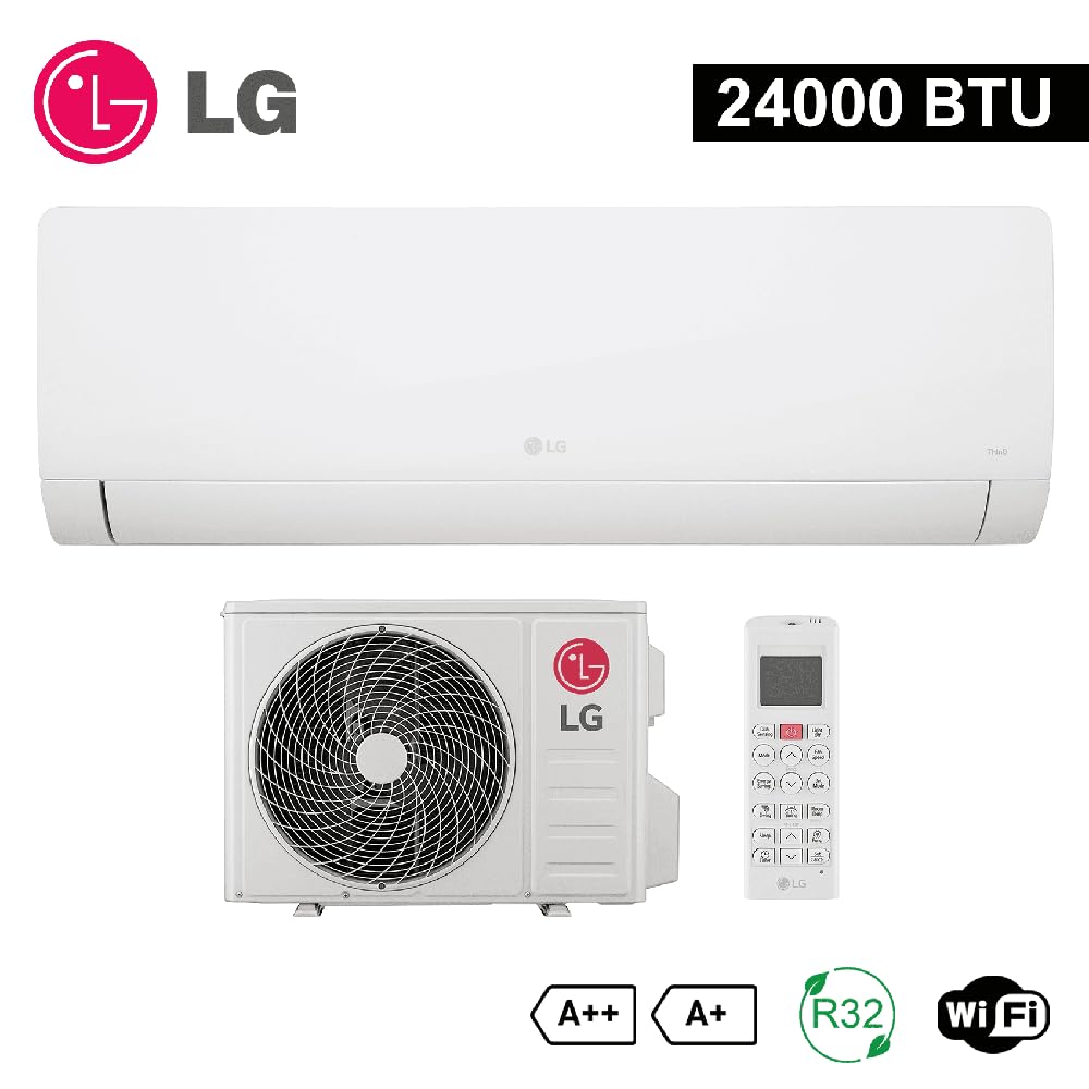 LG Climatiseur Mono Split 24 000 Btu Libero WZ24 (WZ24AWN.SNU1+WZ24AWU.SUU1), Conditionneur d'Air Inverter R32 A++/A+, Pompe à Chaleur WiFi, Blanc Mat