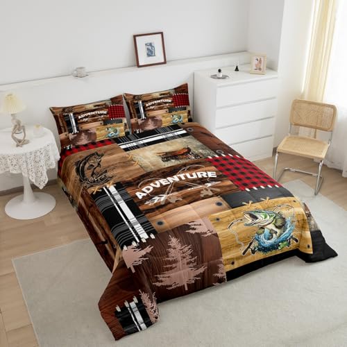 Juego de ropa de cama a cuadros Feelyou con diseño de lubinas para adolescentes 4