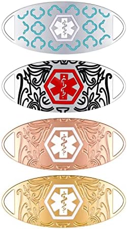 Stainless Steel Medical Alert ID Tag for Medical Alert Bracelet, Just Engraving The Medical Message on The Back Side, 4 Colors Optional - 1 PCS