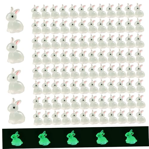 Mini Animales de Resina de 100 Piezas, resplandecientes en el Conejo Oscuro Mini Figuras a Granel para Accesorios de jardín de Hadas en Miniatura, Accesorios para el jardín de Hadas, decoración en ma