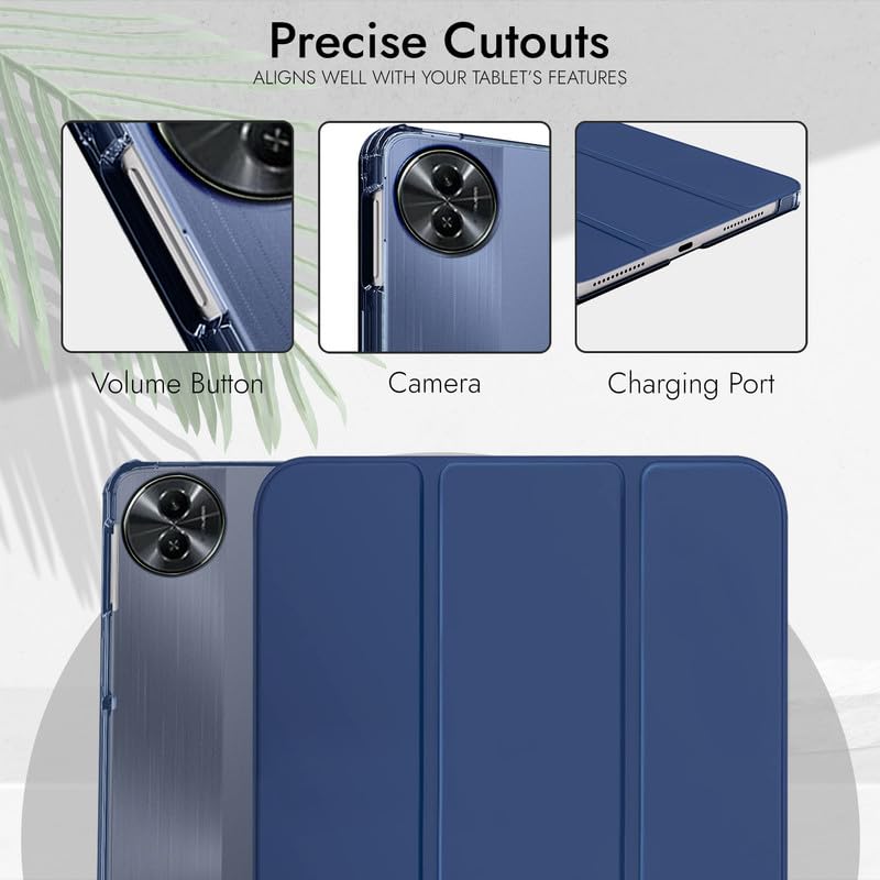 Image of Robustrion Cover for Realme Pad 2 Cover Case 11.5 inch, Transparent Back Flip Case Cover for Realme Pad 2 Tablet Cover - Navy