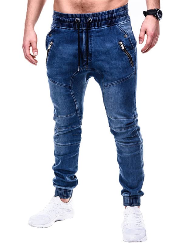 Andongnywell Mens Ripped Skinny Distressed Straight Fit Zipper Jeans Destroyed Trousers with Zippers