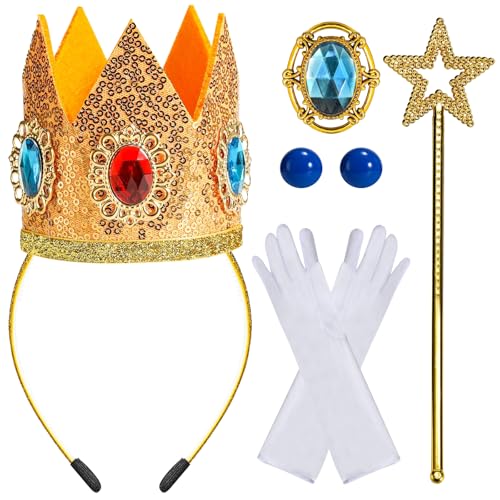 Dileed 5PCS Princess Peach Crown Costume Accessories Set