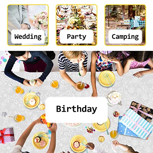 Image of SietDESEO 2 Pack Plastic Lace Tablecloth 54 X 108 Waterproof Disposable Lace Table Cover for Wedding Party Birthday Camping Bridal Shower Tablecloth Plastic