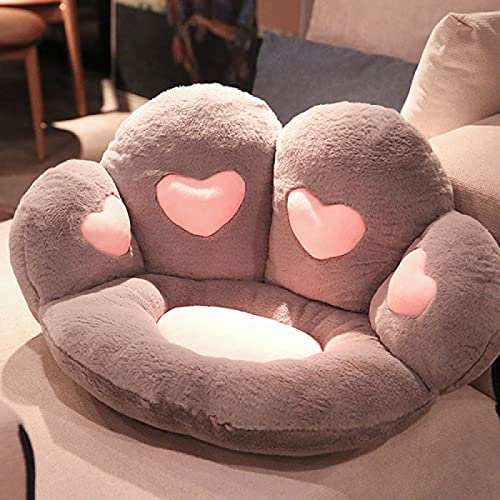 PEXIZUAN Cute Seat Kawaii Cushion,Kawaii Seat Pad,Kawaii Cat Paw Shape Lazy Sofa Office Chair Cushion, Kawaii Plush Floor Mat Seat Cushions for Dining Room Chairs (Pink)(27×31×3.9in,Grey)