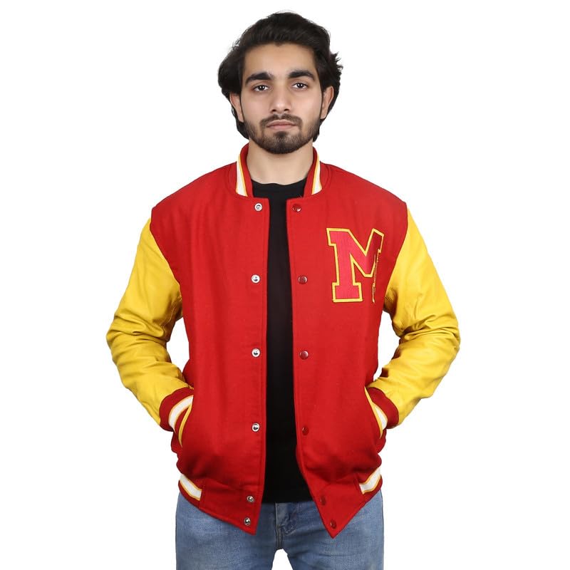 Image of Varsity Jacket Men - High School Letterman Bomber Style Baseball Jacket For Men