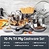 Gotham Steel 10 Pcs Tri Ply Stainless Steel Cookware Set, Pots and Pans Set with Induction Bottom, Made Without PTFE PFOA PFOS, Metal Utensil Safe, Oven and Dishwasher Safe #1
