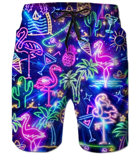 Ahegao Men's Swim Trunks Quick Dry 3D Printed Beach Board Shorts with Pockets Cool Mesh Lining Bathing Suits