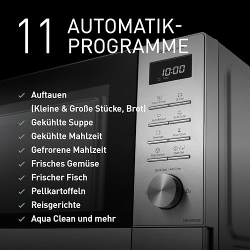 Panasonic NN-SD37QSEPG Solo-Mikrowellenofen, 29 l, 1000 W, automatisches Auftauen, 11 automatische Programme, Timer, Silber & Edelstahl – Bild 6