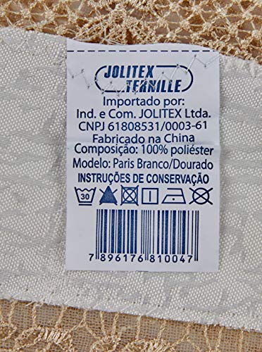 Caminho Mesa Rendado Poliéster Paris Jolitex Branco/dourado