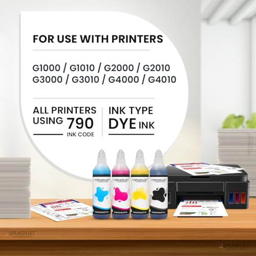 Image of Splashjet GI 790 Compatible Refill Ink for CN Pixma G2010, G2000, G1010, G1000, GM2070, G3010, G3000, G4000, G4010 Printer Ink Bottle for CN Inktank Printer (Yellow x 500gm) - 506005
