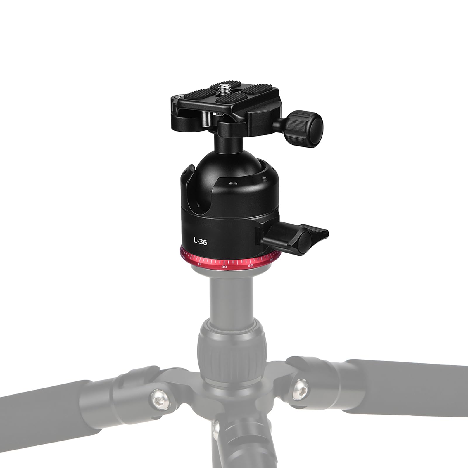 Zunate Testa a Sfera Panoramica a 360°, con Livella a Bolla e Piastra a Sgancio Rapido, Attacco per Treppiede con Filettatura 3/8" per Fotocamera DSLR, Carico 6 Kg, Lega di Allumi