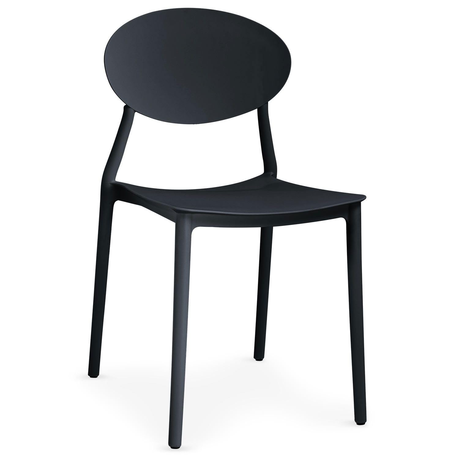 Menzzo Lot de 4 Chaises Empilables Balagan en Polypropylène Noir - Design Moderne, Idéales Salle à Manger et Cuisine