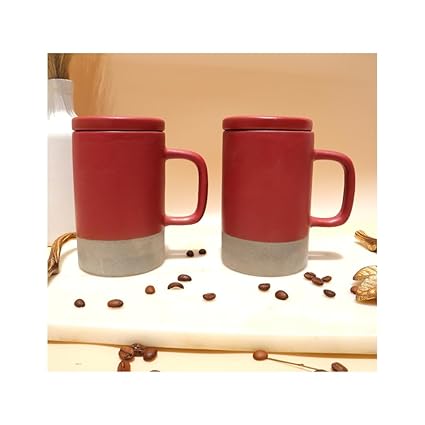 Joli Charme Cherry Coffee Tumbler Mug with Lid, Pinterest Ceramic Hand Painted Coffee Mug, Tea Cup | Birthday Gift | Coffee Jar | Red Coffee Glass | 250ml (Red)