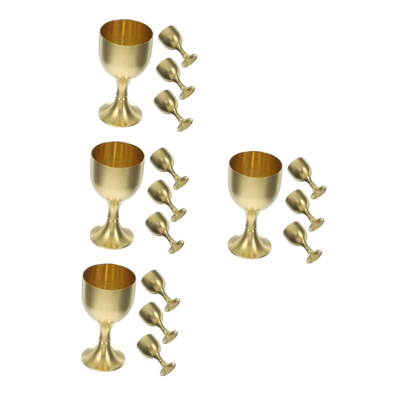 Tazas de vino delicadas y copas de ofrenda PRETYZOOM de cobre dorado para comunión y fiesta