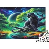 Pantera Negra Puzzle de 1000 Piezas Puzzle para Adultos Bosque Fantasía Cielo Nocturno Juego Relajante Decoración Familiar Regalo 52x38cm/1000pcs