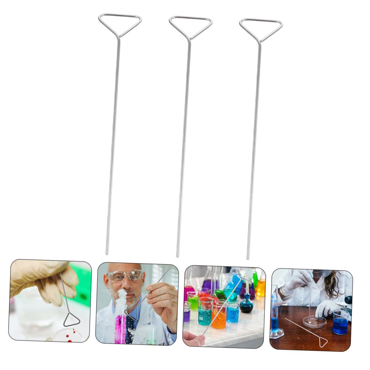 3pcs Stainless Steel Triangle Cell Spreaders Wide Petri Dish Scraper Tools for Laboratory Cell Culture and Plate Spreading