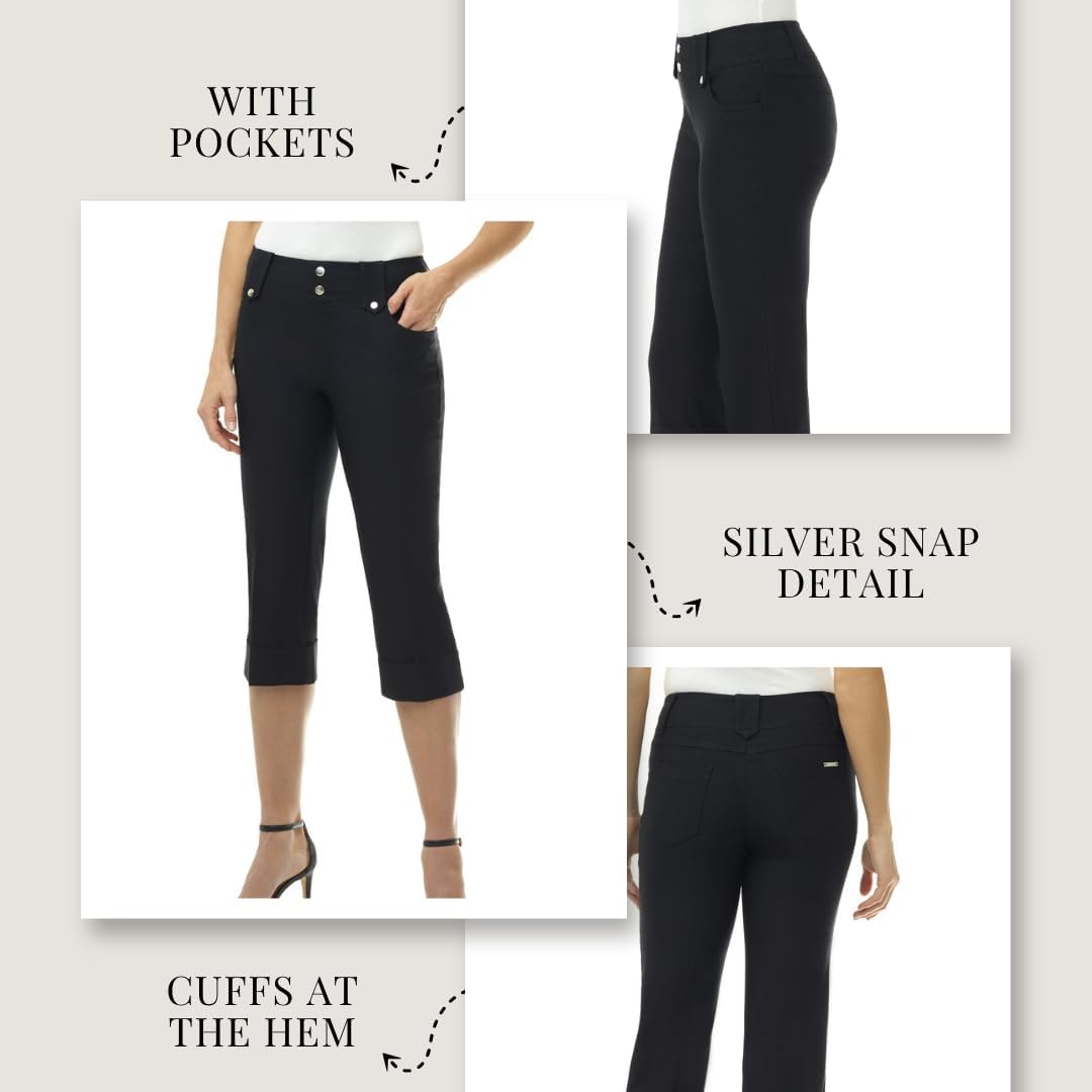 Rekucci Women's Ease into Comfort Modern Classic Cuffed Capri - Image 5