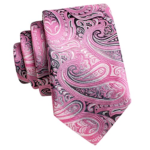 Image of Hi-Tie Father and Son Tie Set Striped Plaid Ties for Men and Boys Silk Necktie Pocket Square Set for Wedding Gifts