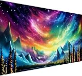 ijbnhd 5D Large Diamond Painting Kits for Adults, 5D Mountain Extra Large Diamond Art Kits, Full Drill Crystal Rhinestone Aurora Gem Art Home Wall Decor Gift(28X 16inch)