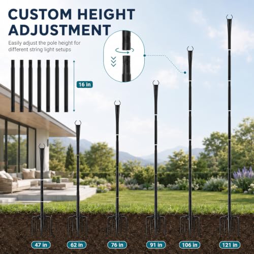 Ainclte 4 Pack 10FT Outdoor String Light Poles - image 2