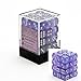 Chessex Dice d6 Sets: Borealis Purple with White - 12mm Six Sided Die (36) Block of Dice