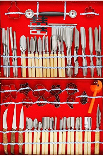 Eoocvt Culinary Carving Tool Set Fruit Vegetable Food Garnishing Cutting Slicing Peeling Culinary Garnish Tools Kit (81 Pcs) With Portable Upscale Red Wood Box #TOP1