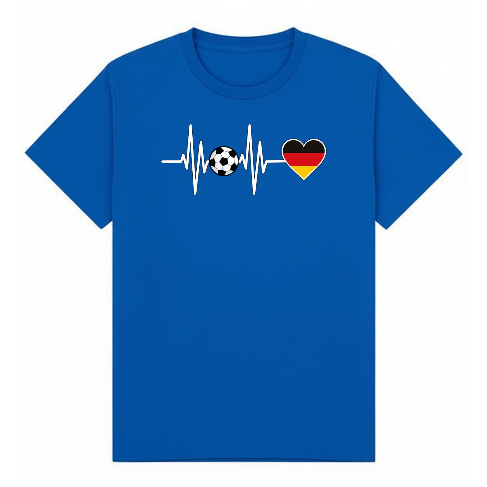 Soccer Football Heartbeat Germany Kids Graphic T-Shirt Tee for Boys and Girls Royal Blue 5-6Y