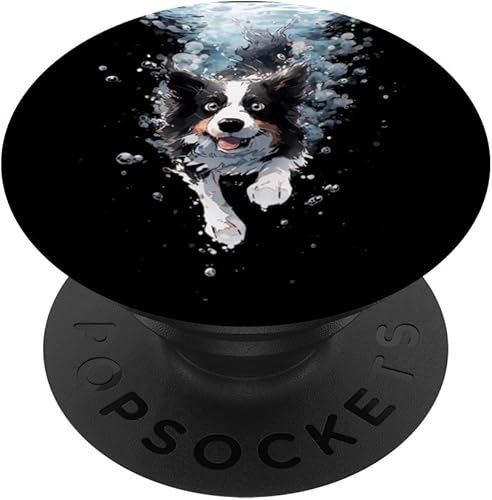 Border Collie - PopSockets estándar para buceo para perros, natación, bajo el agua, PopGrip