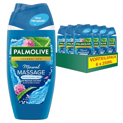 Palmolive Duschgel Thermal SPA Mineral Massage 6x250 ml - Duschgel mit Meersalz, Aloe - Extrakt & ätherischem Öl