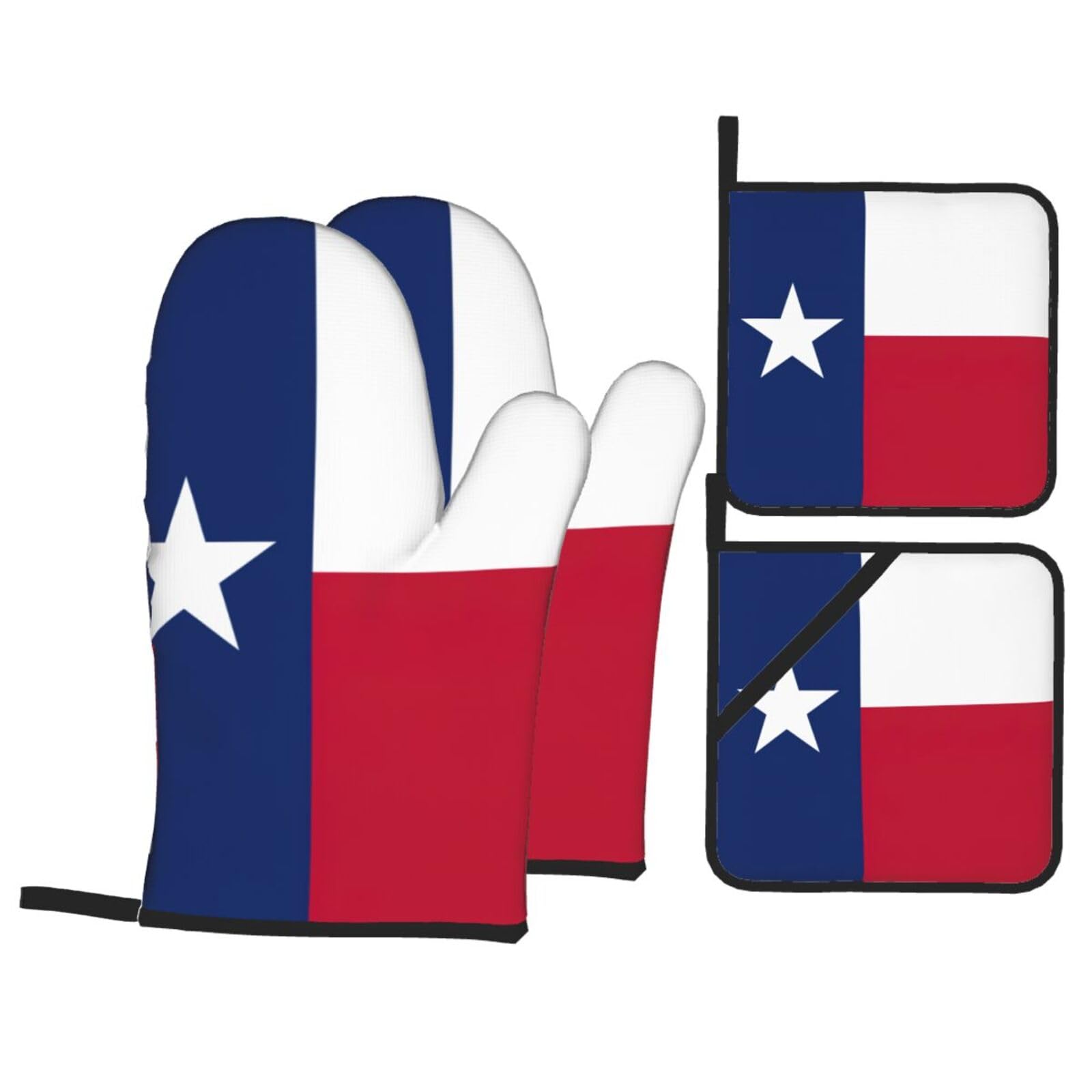 Flag of Texas Print Oven Microwaving Waterproof Kitchen Gloves for Baking Grilling Holiday Cooking