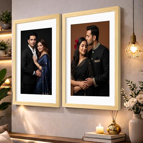 Image of Art Street Synthetic Document Large Size Wall Photo Frame, Set of 2 Big Frames For Wall Artwork, Certificates, Picture & Photographs Home Decor (18x24 Inch, Matted To: 12x18 Inch, Beige)