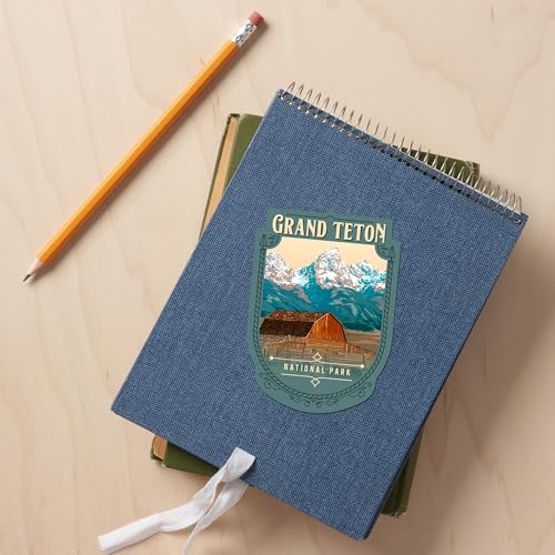 Image of Die Cut Sticker Grand Teton National Park, Wyoming, Painterly National Park Series, Vinyl Sticker, (Waterproof Decal for Cars, Water Bottles, Laptops, Coolers), Large