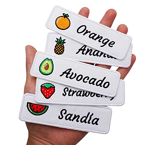 2 Piezas Hecho de Encargo Linda Fruta Naranja Palta Cereza Bordado Nombre Etiqueta Parche con Gancho y Bucle, Para Mochilas Camisa de Trabajo Uniforme