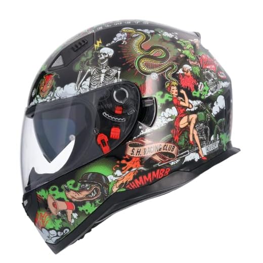 Casco Moto Integral ECE Homologado OLDSKULL Negro SH881 EDICION Limitada Talla (M) 57/58 Casco con Doble Visera Solar Casco Hombre Casco Mujer Casco Unisex M