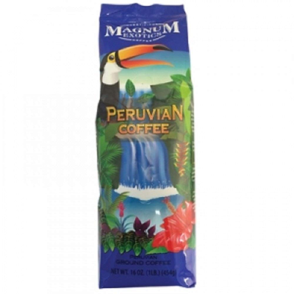 Magnum Exotics Peruvian Ground Coffee (1 Lb) Made From Valuable & Delicious Coffee Beans