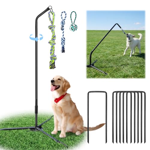 Outdoor Tether Tug Hundespielzeug, 63,5 - 172,7 cm, verstellbares Tauziehspielzeug für jeden Hund
