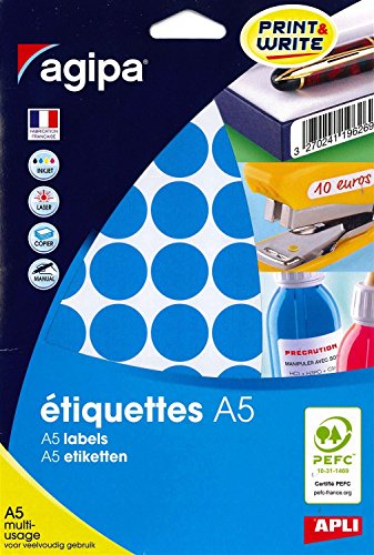 Pastilles gommettes rondes 24 mm bleu AGIPA : fini le désordre