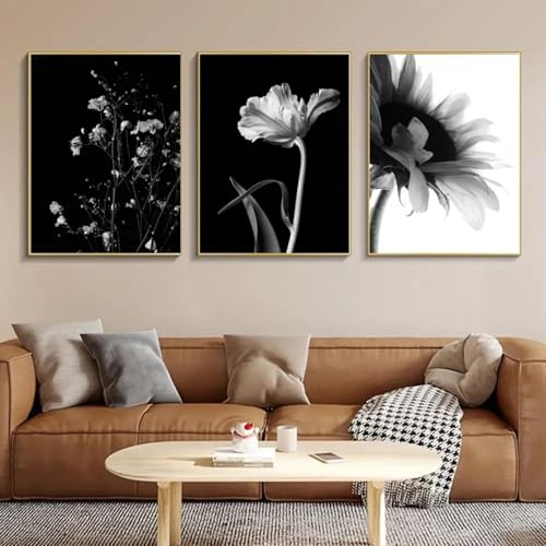 Affiches d'art noir et blanc de plantes de 80x110 cm sans cadre pour salon