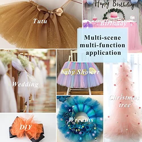 Gold Glitter Tulle Rolls 6 Inch By 50 Yards Sparkle Fabric Ribbon For Diy Tutu Skirt Sewing Bow Wedding Decorations Craft Supplies #TOP6