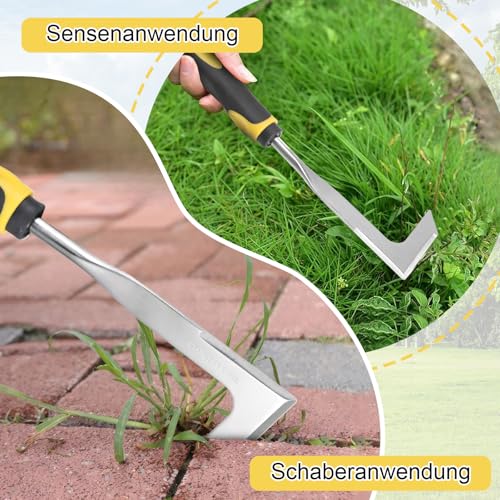 30cm Fugenkratzer mit Kunststoffgriff, Fugenkratzer Unkrautmesser Edelstahl, Unkrautstecher mit gezackter Kante, unkrautstecher für Jäten, Lösen, Geschenk für Gärtner