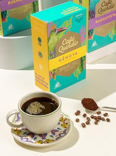Image of Cafe Quindio Medium Roast 100% Colombian Excelso Whole Bean Arabica Coffee - Genova Single Origin - 12 Ounce (Pack of 1)