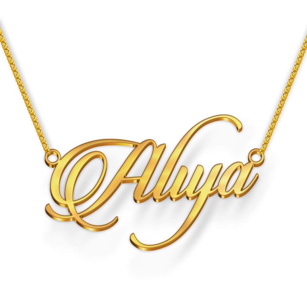 DREAMRAXAliya Cursive Gold & Silver Name Pendant Necklace, Best Jewelry Gift for Girls.