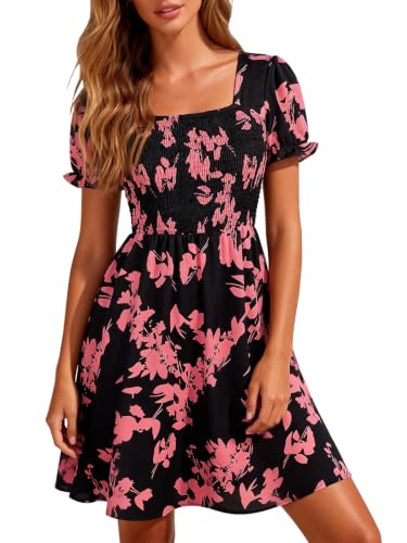 Image of Berydress Women's Summer Dresses 2026 Casual Boho Smocked Mini Sun Dress