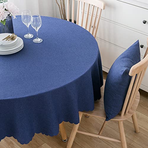 Image of Round Waterproof Tablecloth Spill-Proof and Stain Resistant Table Cloth Wrinkle Free Washable Decorative Fabric Table Cover for Kitchen, Dining, Parties, Buffet, Wedding(55 inch, Royal Blue)
