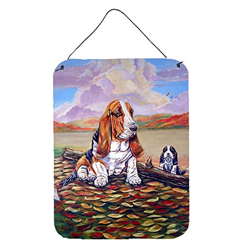 Caroline's Treasures 7004DS1216 Basset Hound Wall or Door Hanging Prints Aluminum Metal Sign Kitchen Wall Bar Bathroom Plaque Home Decor Front Door Plaque, 12x16, Multicolor